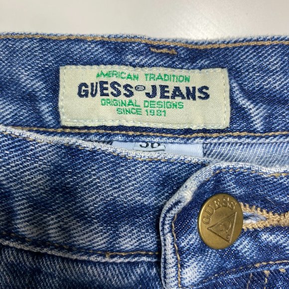 Guess Mens Jeans Shorts Light Wash Vintage Denim Blue Mexico Sz 36 - Picture 3 of 13